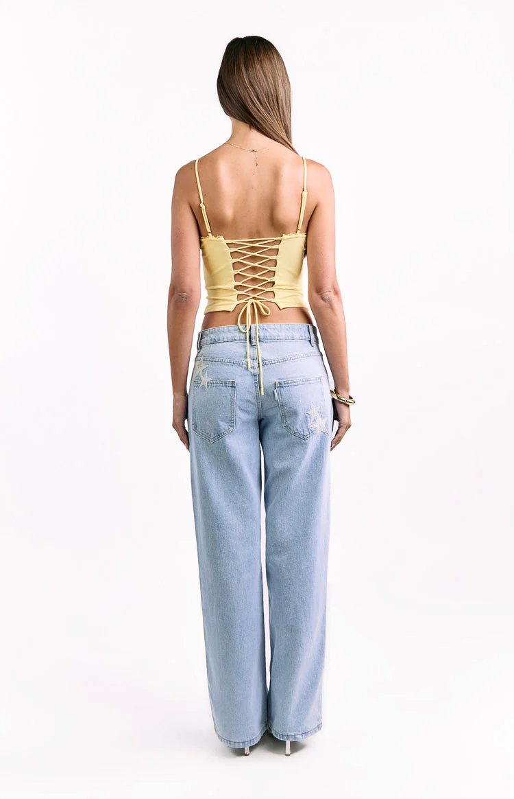 Gwen Yellow Lace Corset Top