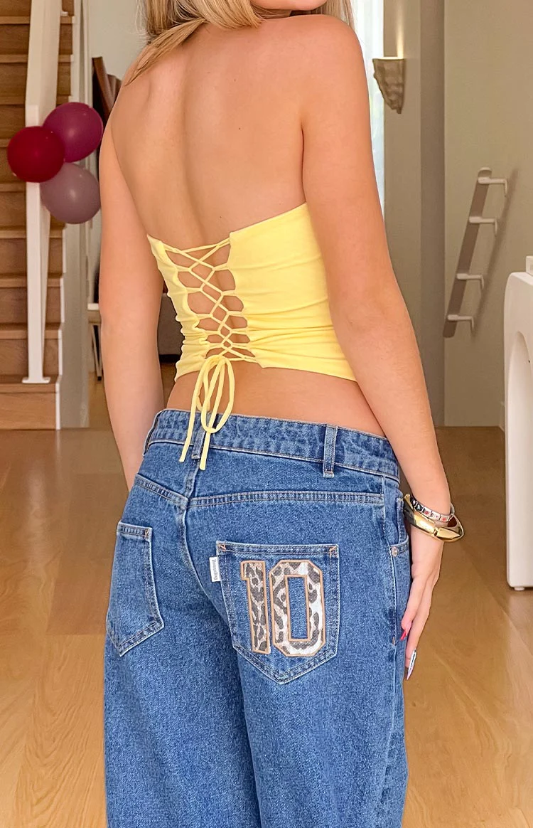 Charli Mid Wash Low Waist Baggy Leg Jeans
