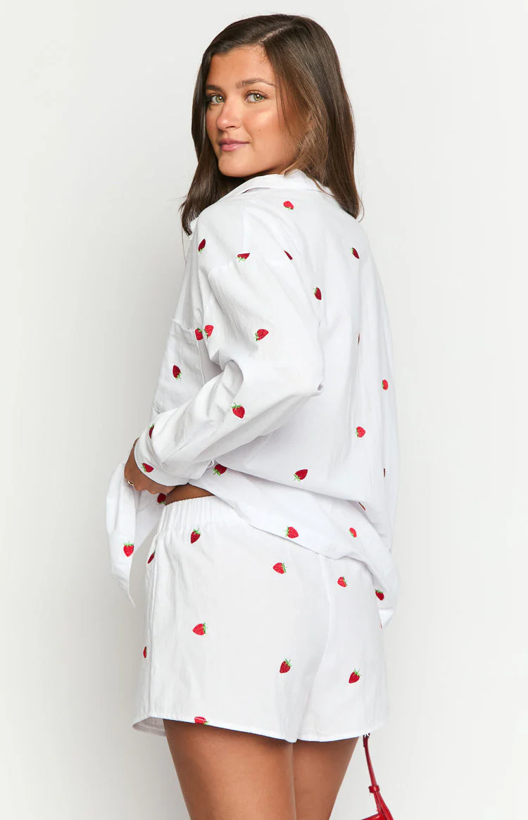 Brad White Strawberry Embroidered Boxer Shorts