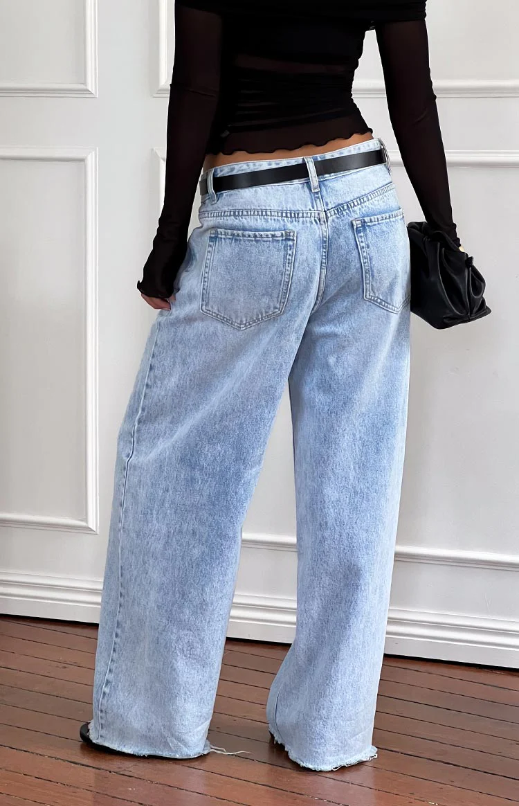 She's Yours Light Wash Denim Wide Leg Boyfriend Jeans