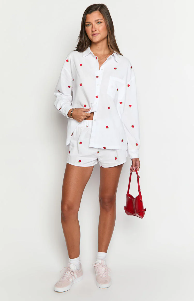 Brad White Strawberry Embroidered Boxer Shorts