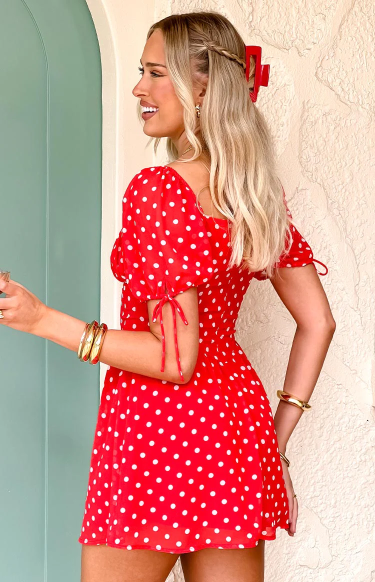 Danyal Red Polka Dot Mini Dress