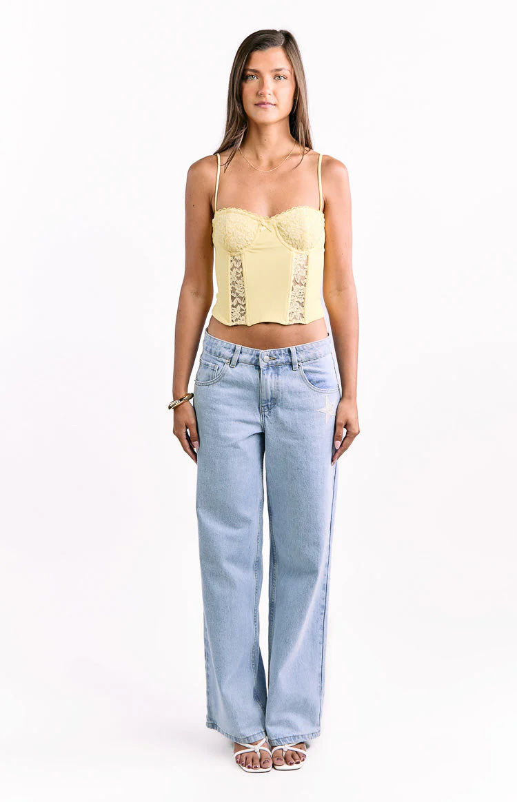 Gwen Yellow Lace Corset Top