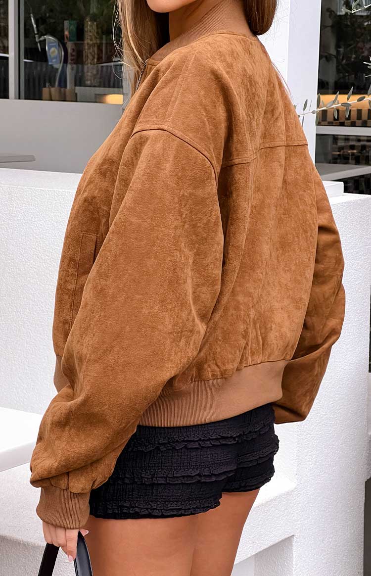 Rebecca Tan Cuffed Suedette Bomber Jacket