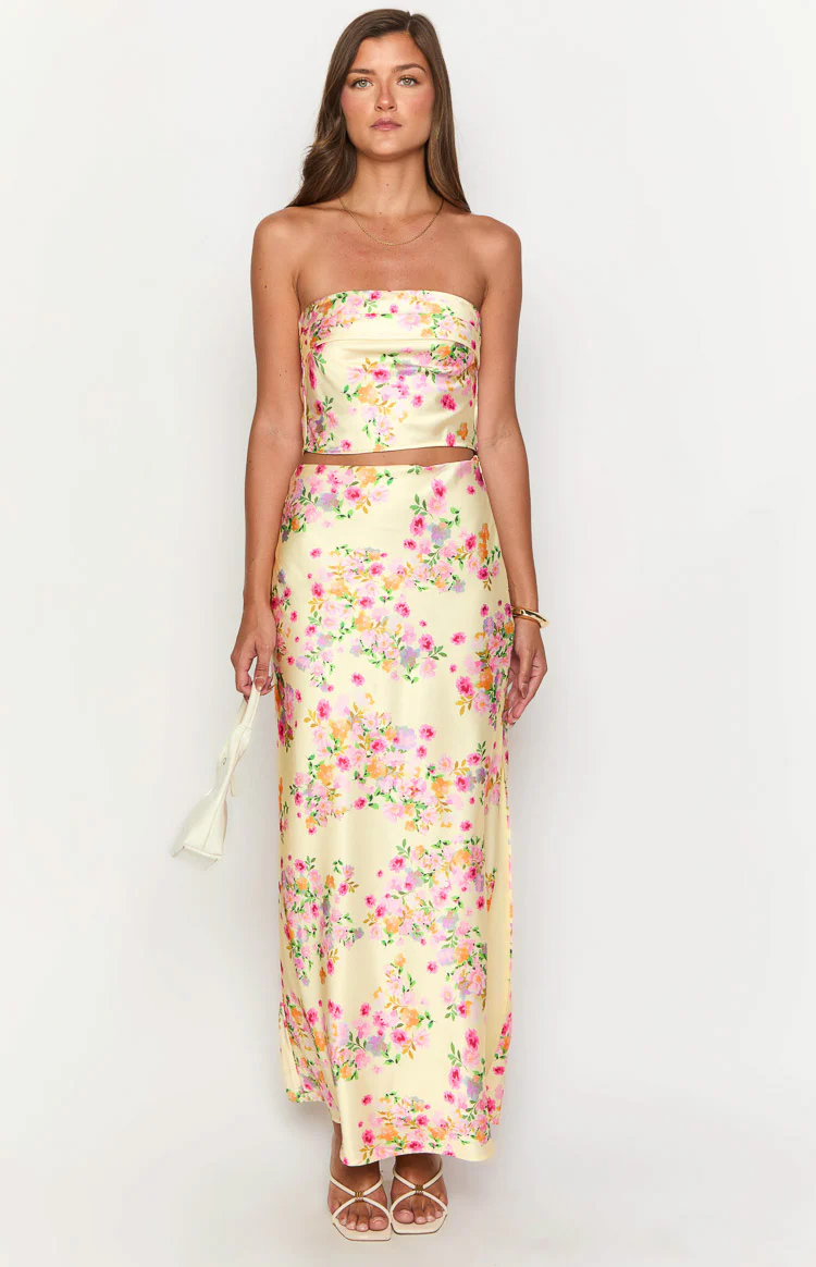 Genevieve Yellow Bloom Maxi Skirt