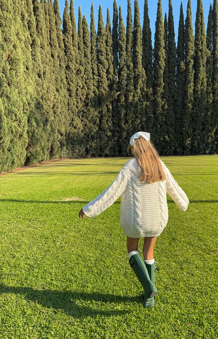 Thursdays Cream Cable Knit Sweater Dress