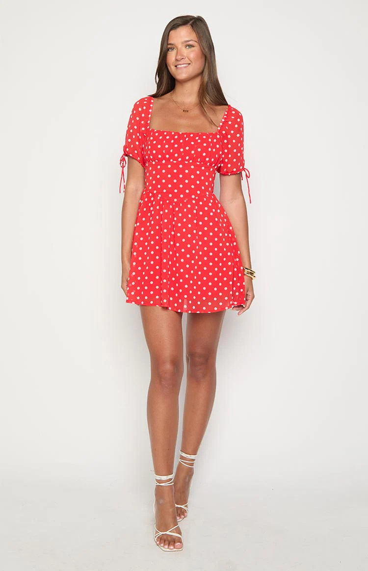 Danyal Red Polka Dot Mini Dress