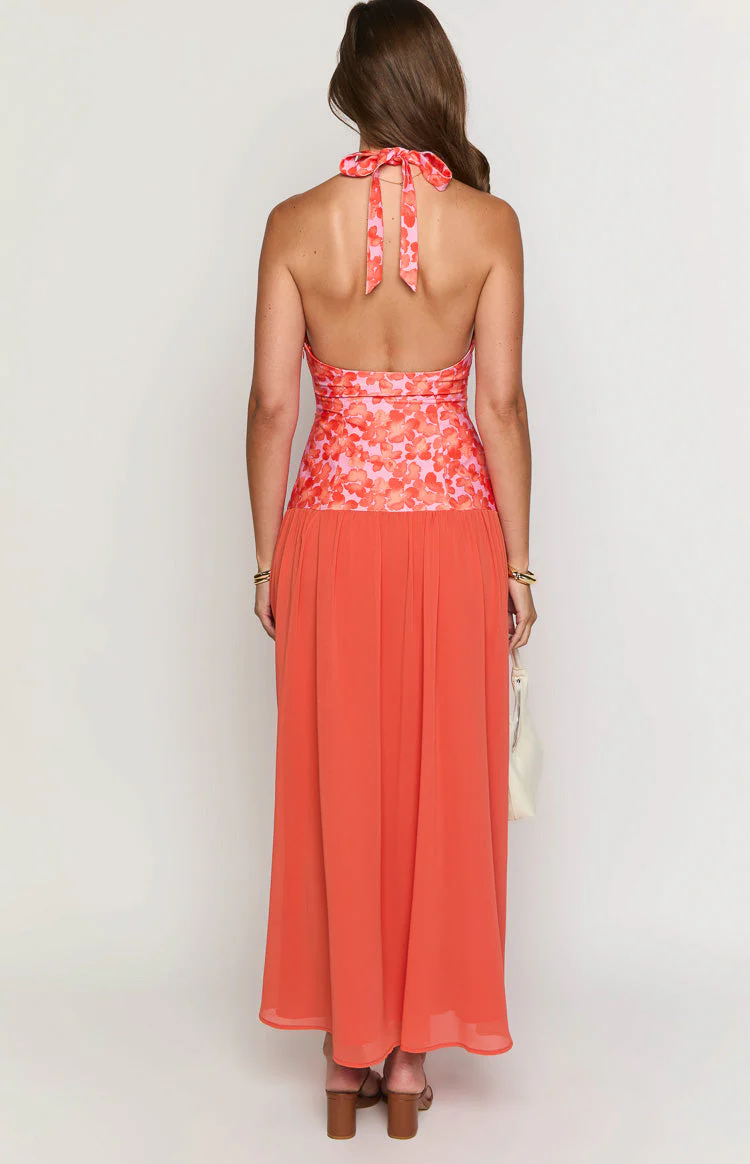 Roxanne Orange Floral Maxi Dress