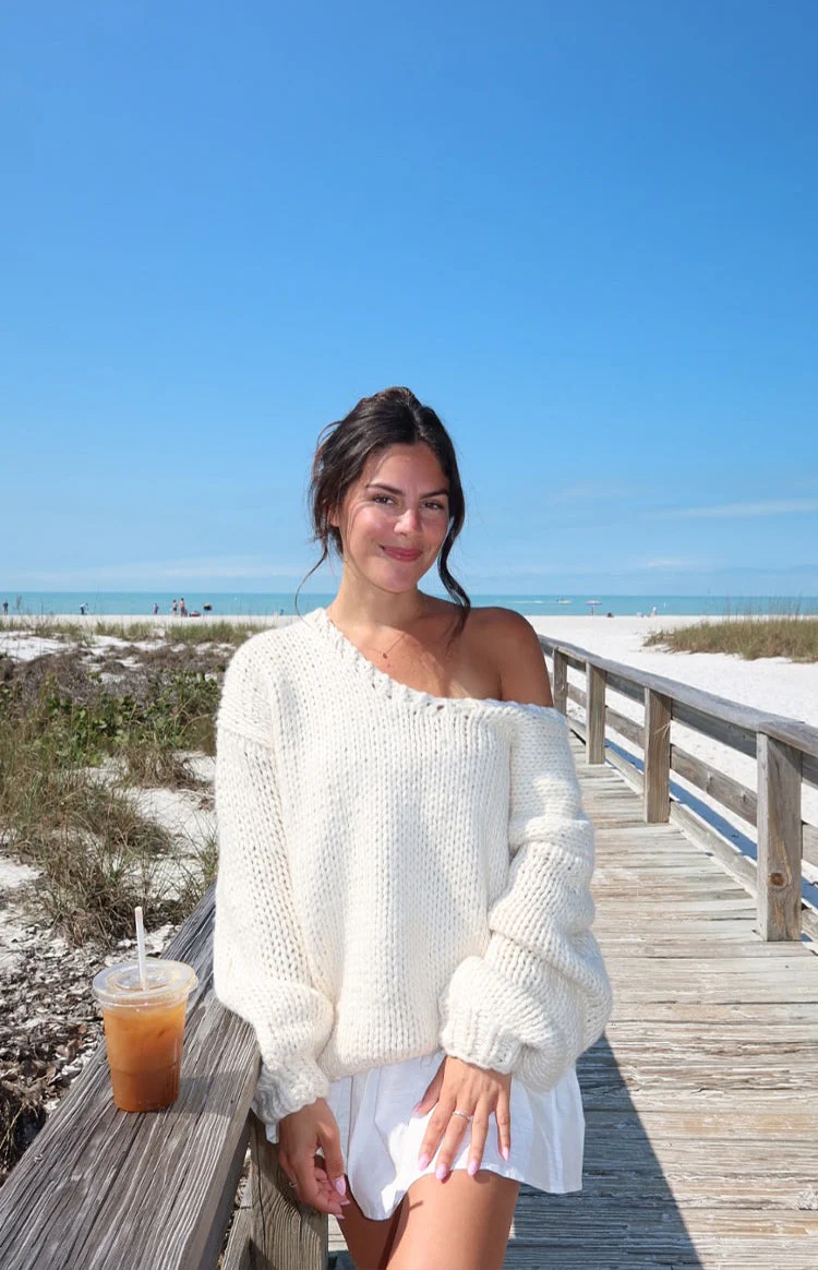 Delvey Cream Chunky Knit Sweater