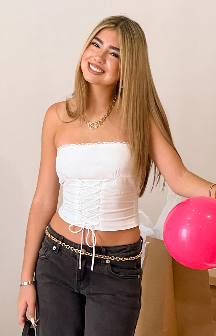 Dakota White Strapless Top