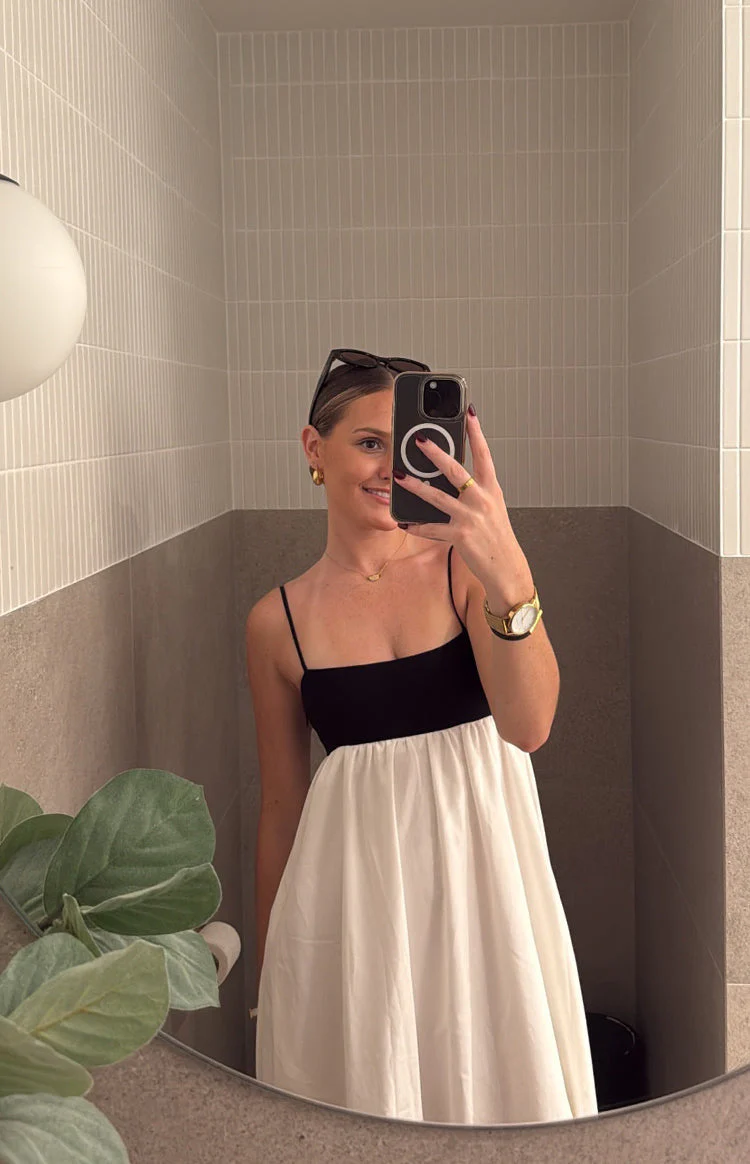 Akari White Contrast Maxi Dress