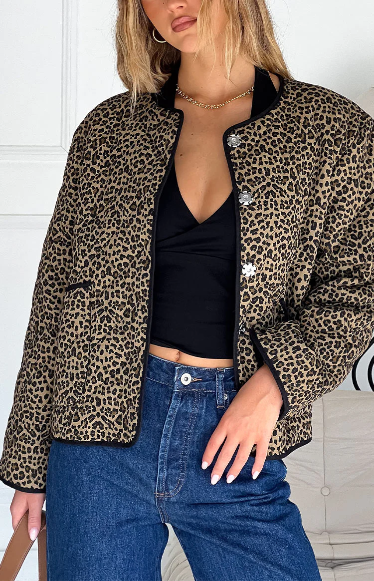 Robbie Leopard Print Quilted Jacket