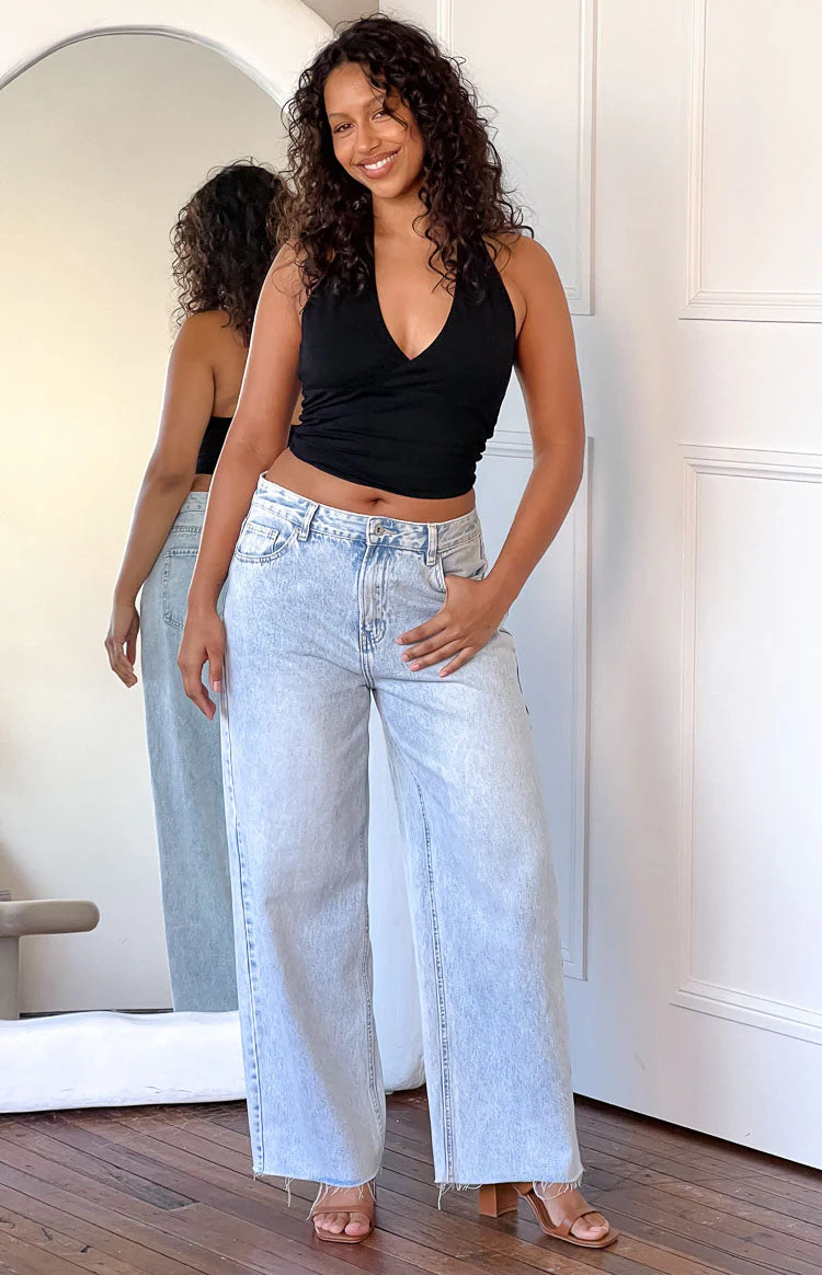 She's Yours Light Wash Denim Wide Leg Boyfriend Jeans