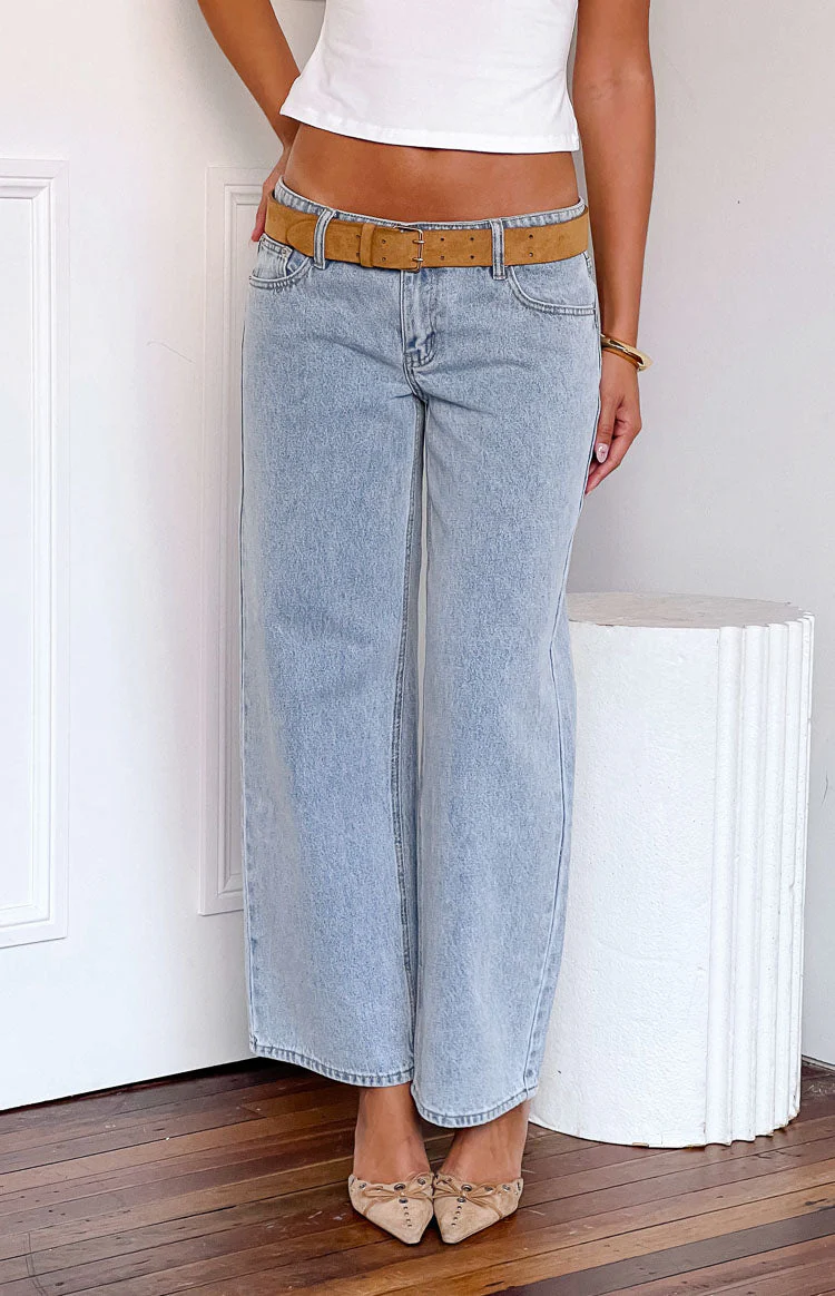 Clara Star Light Wash Denim Low Rise Jeans