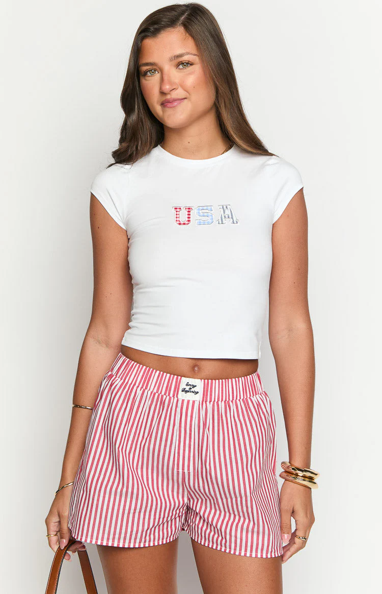 Astrea White USA Baby Tee