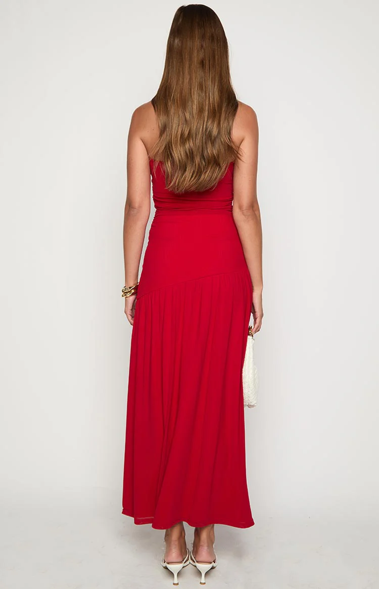 Morrigan Red Strapless Maxi Dress