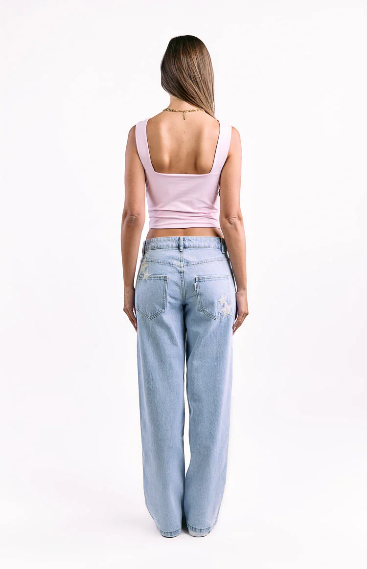 Charli Light Wash Low Waist Baggy Leg Jeans