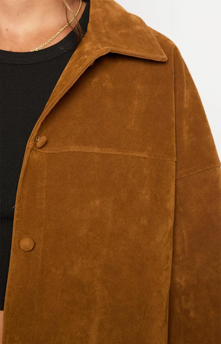 Suki Tan Suede Oversized Jacket