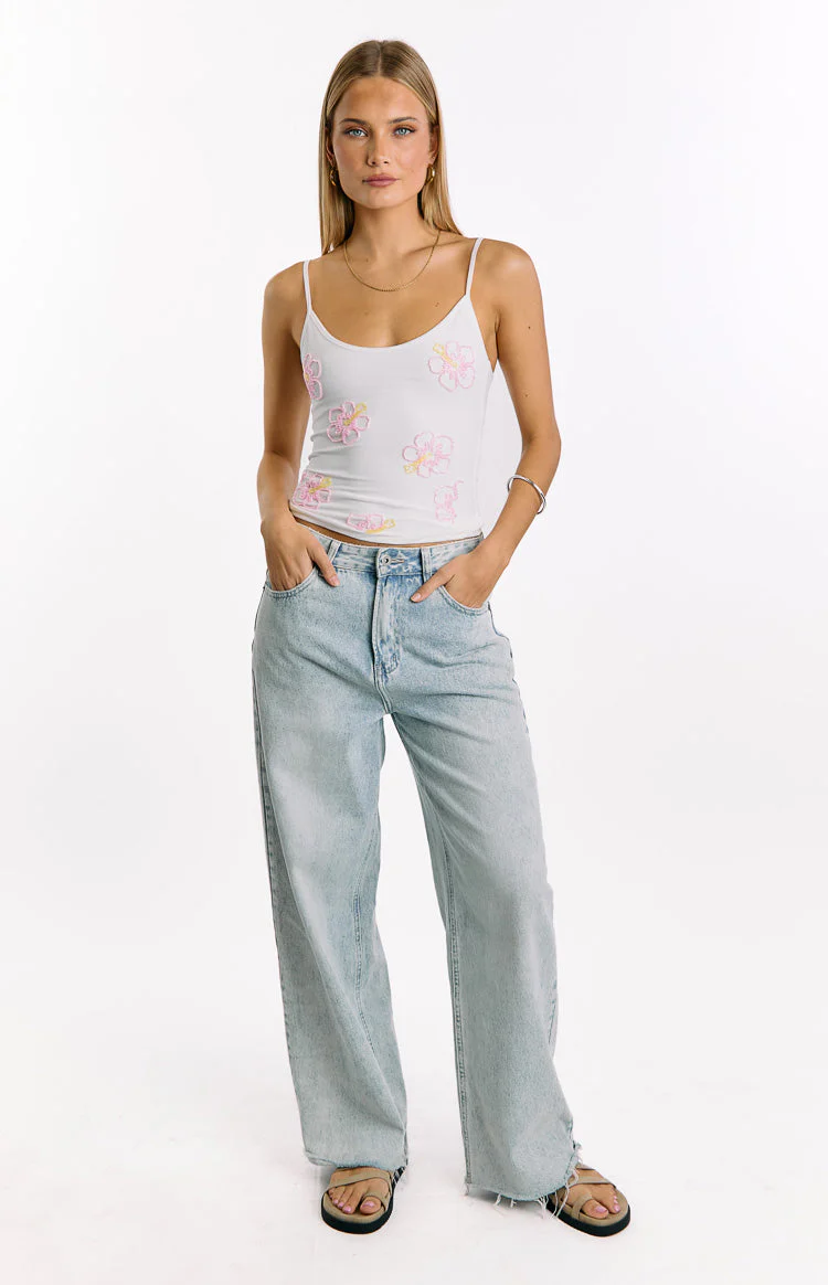 Mallorie White Beaded Top