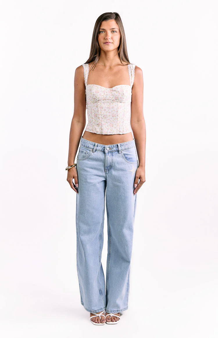 Louis White Floral Corset Top