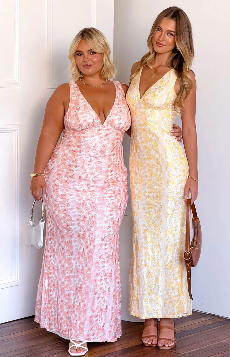 Farida Yellow Lace Maxi Dress