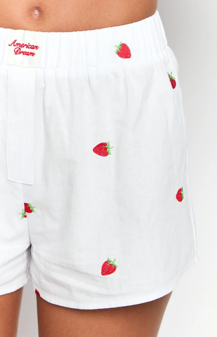 Brad White Strawberry Embroidered Boxer Shorts