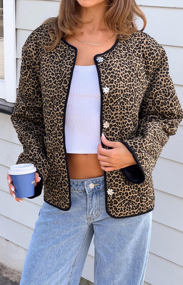 Robbie Leopard Print Quilted Jacket
