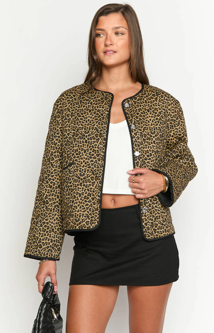 Robbie Leopard Print Quilted Jacket