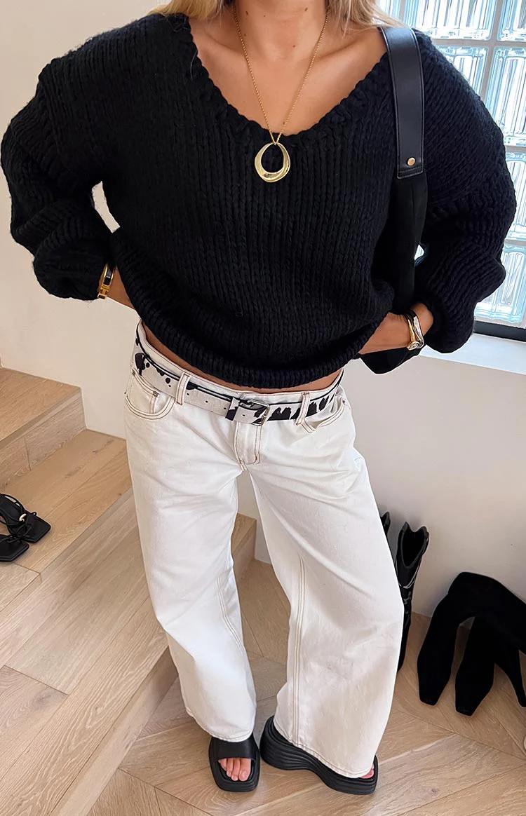 Delvey Black Chunky Knit Sweater