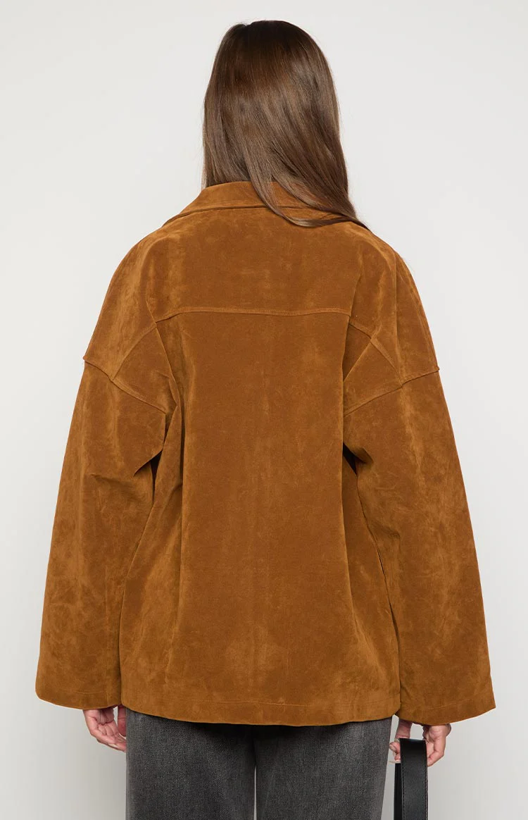 Suki Tan Suede Oversized Jacket