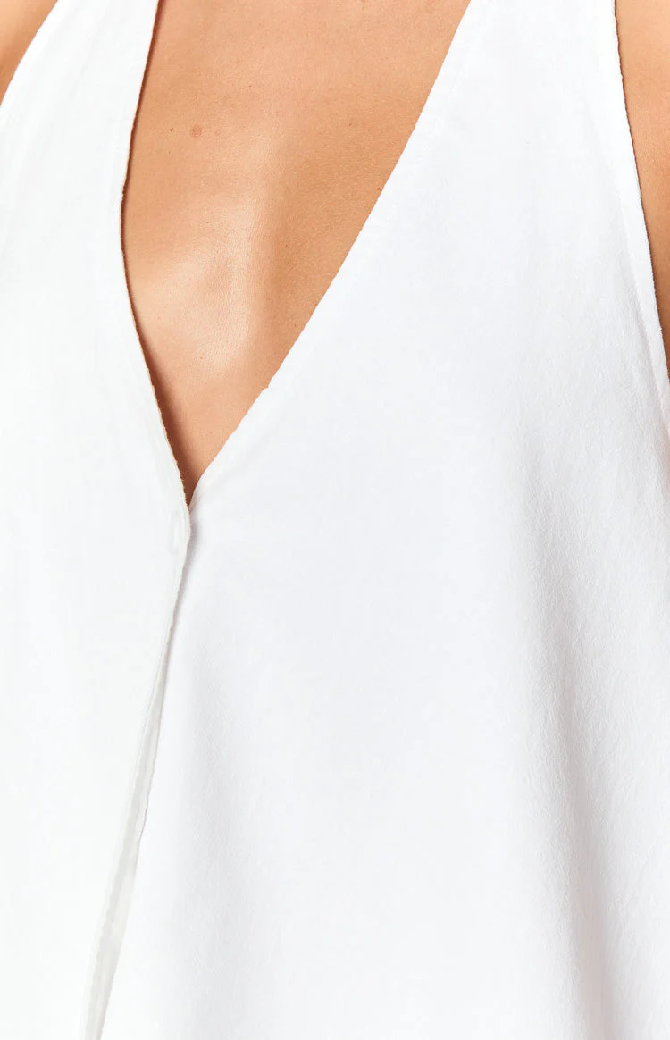 Petie White Linen Blend Top