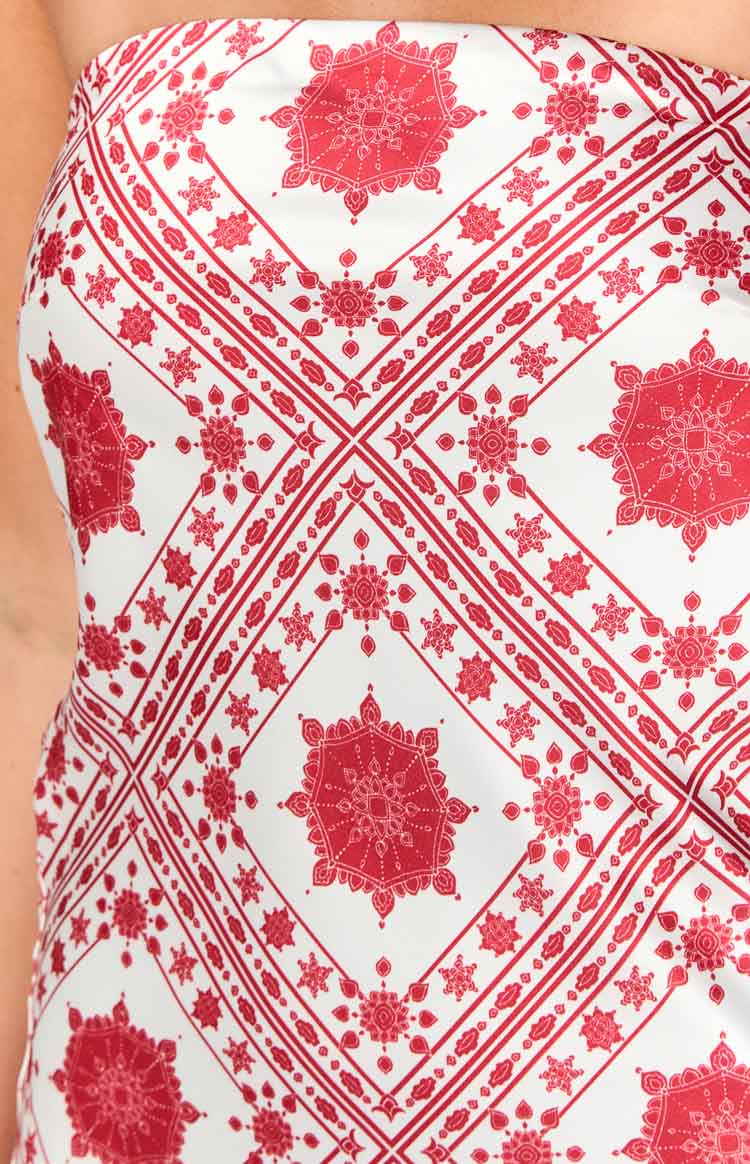 Ellie Red Tile Print Mini Dress