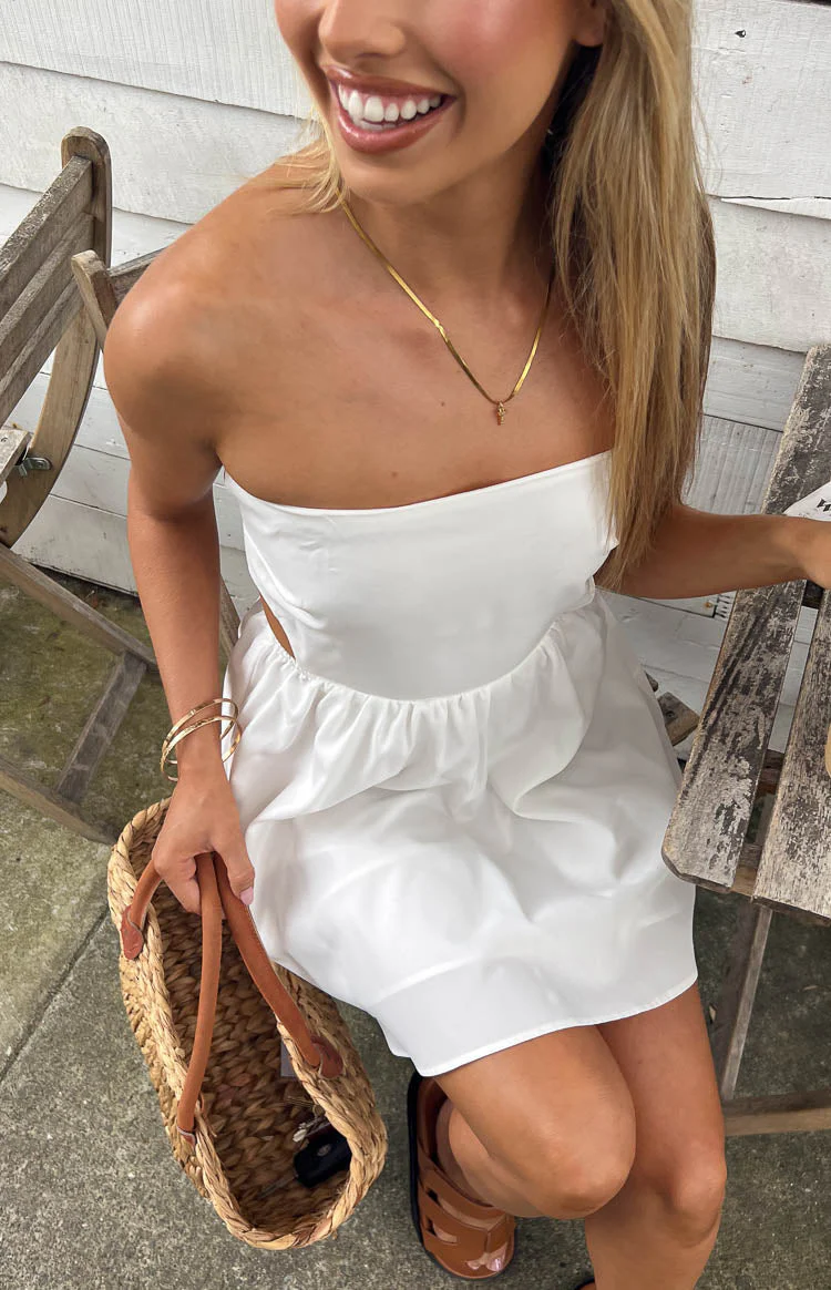 Cora White Tie Back Mini Dress