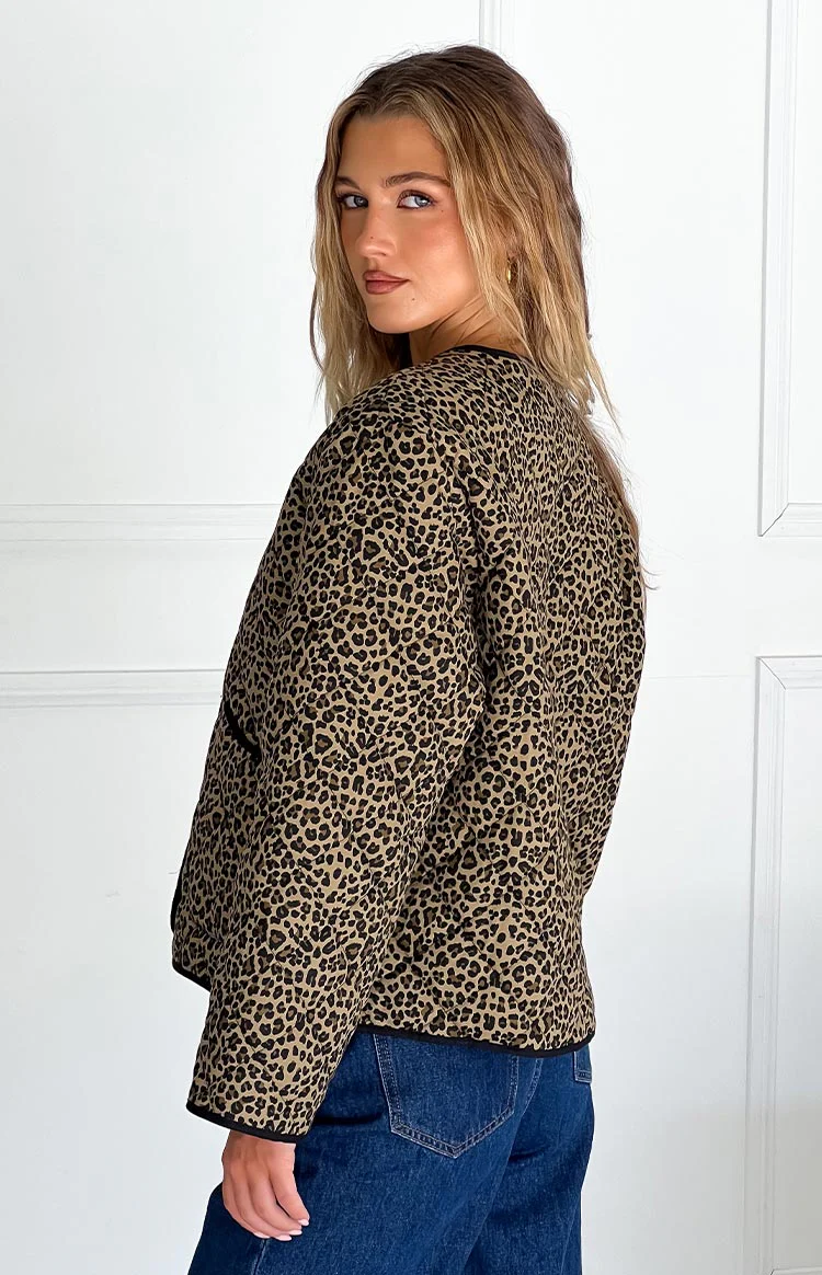 Robbie Leopard Print Quilted Jacket