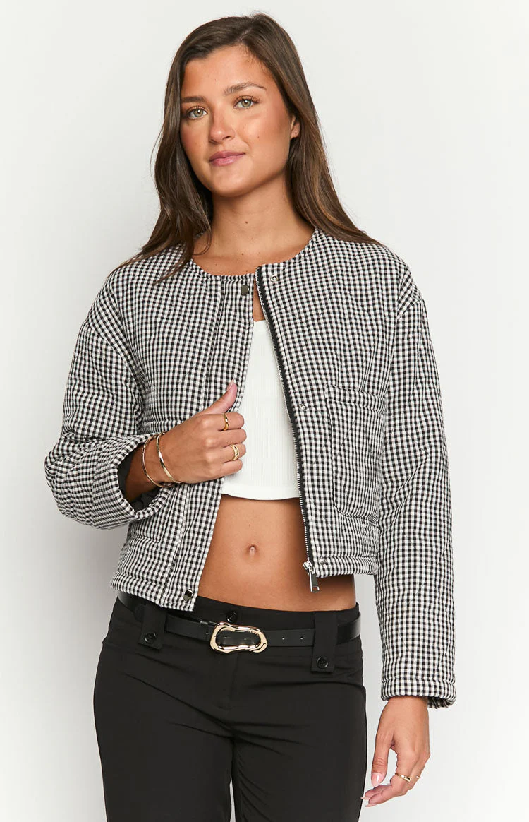 Lennie Black Gingham Quilted Jacket