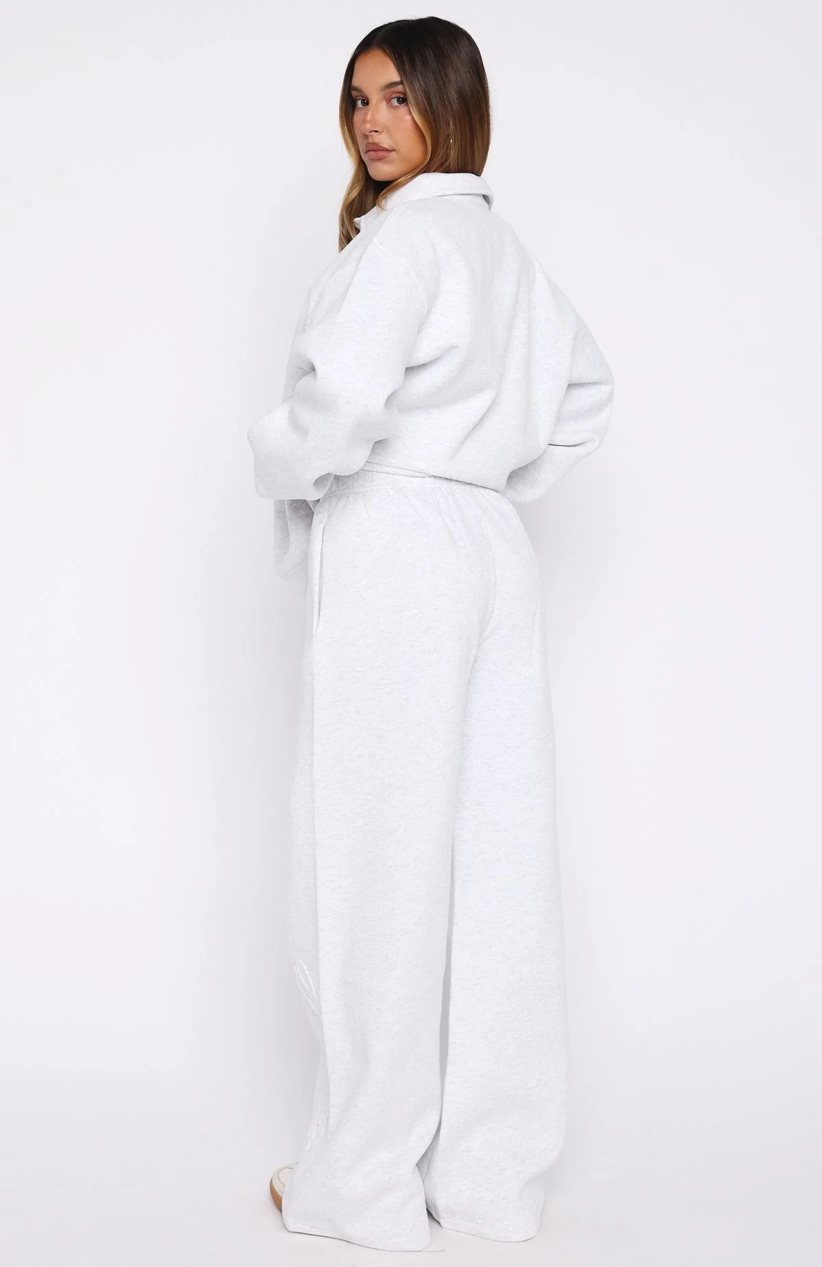 Chill Moves Wide Leg Sweatpants Grey Marle