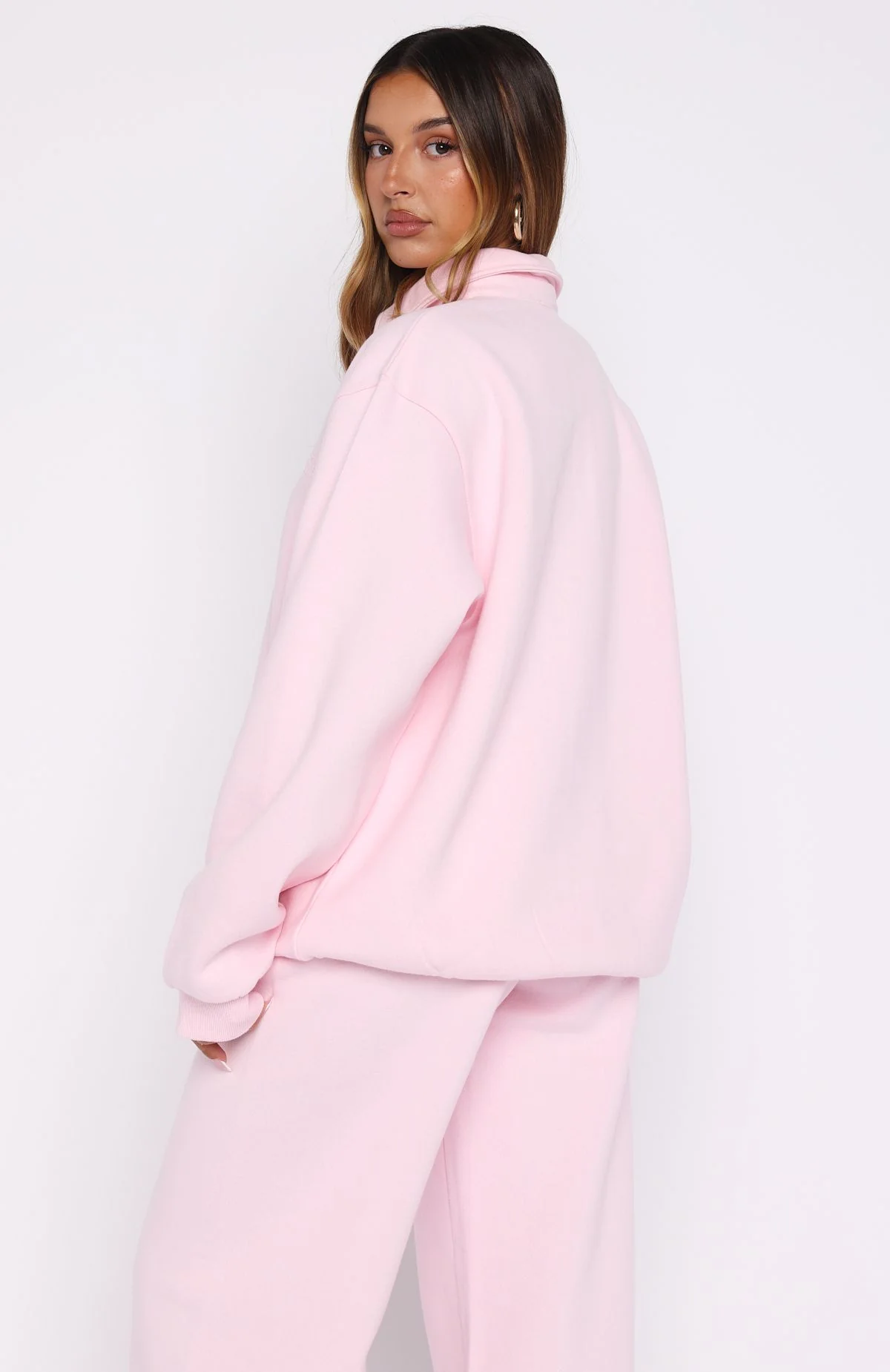 Chill Moves Oversized Henley Sweater Pink