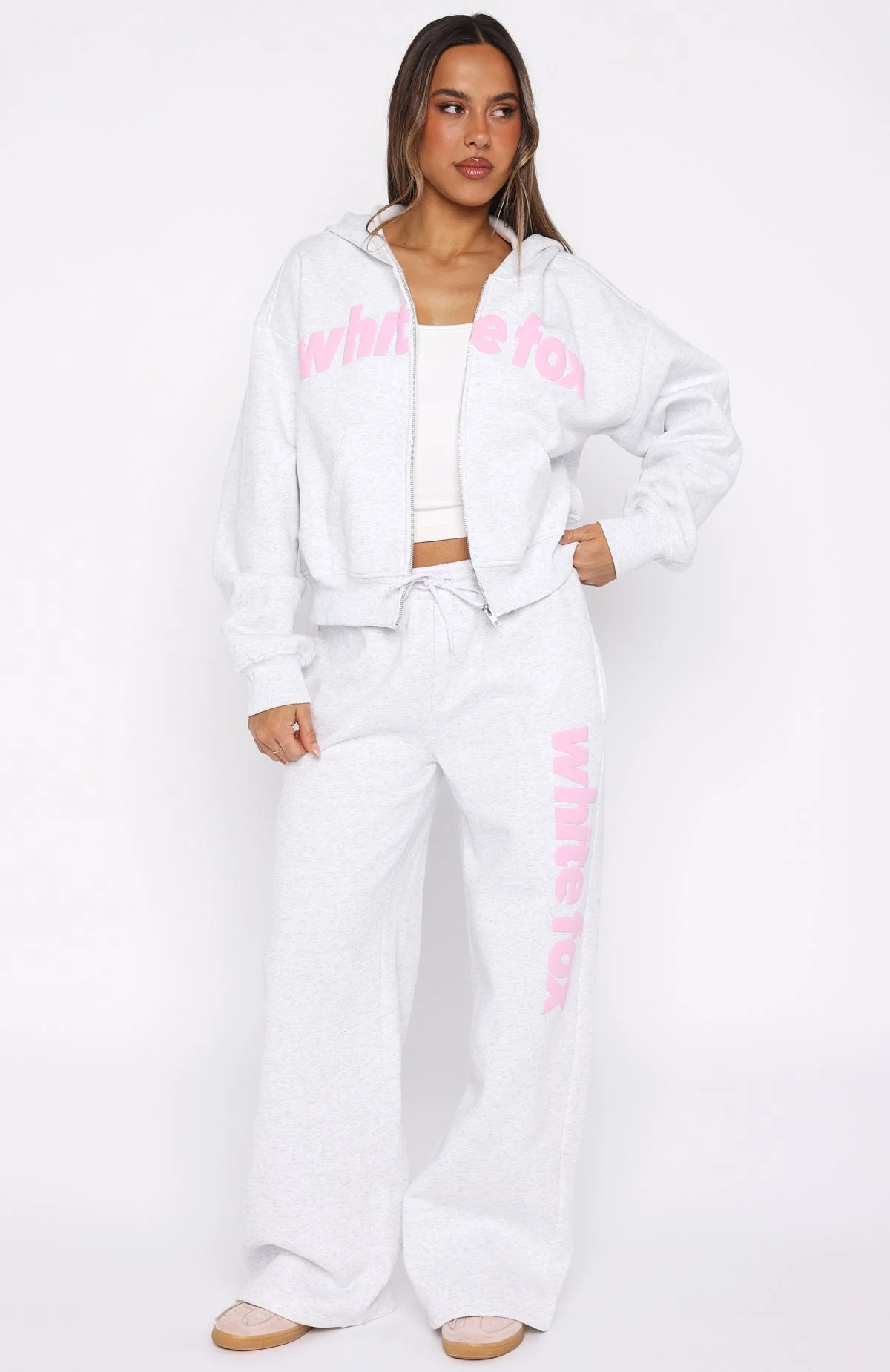 From The Archives Kenzie Boxy Zip Front Hoodie Grey Marle