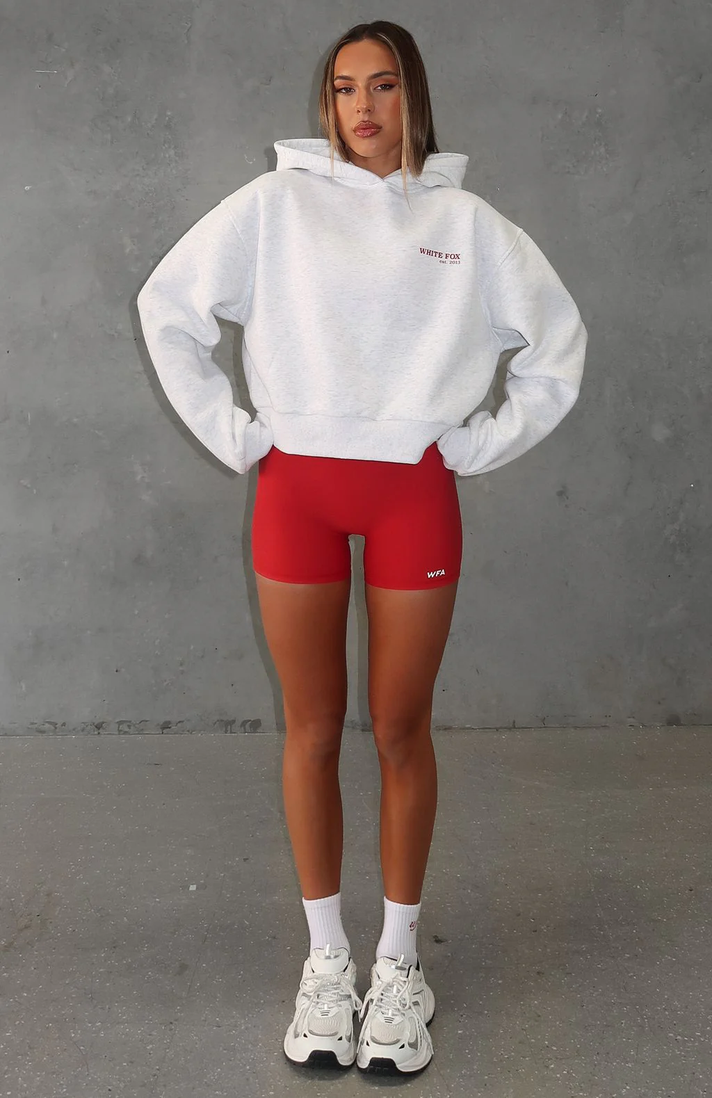 Serving Up Cropped Hoodie Grey Marle