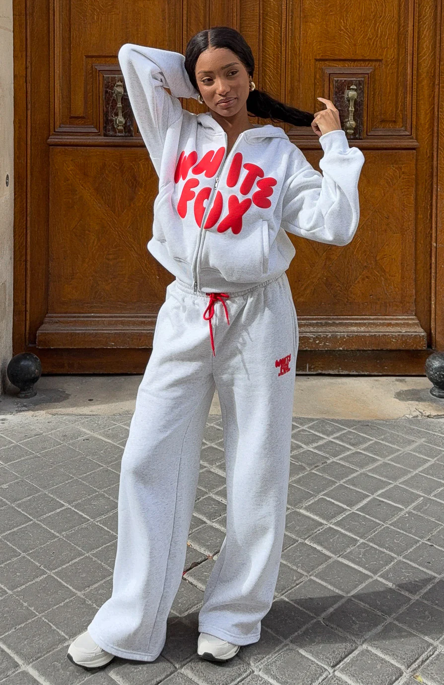 Club 14 Allie Wide Leg Sweatpants Grey Marle