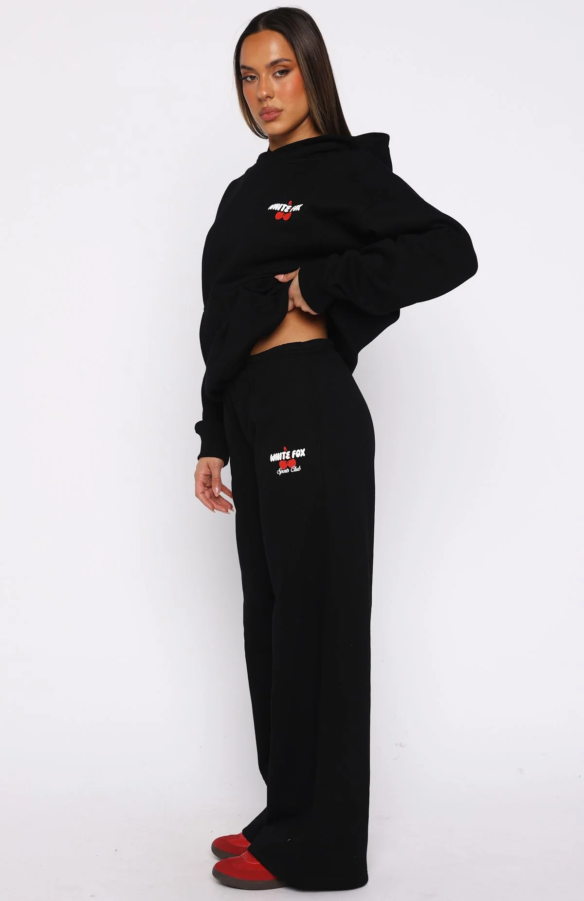 Club 14 Cassie Wide Leg Sweatpants Black