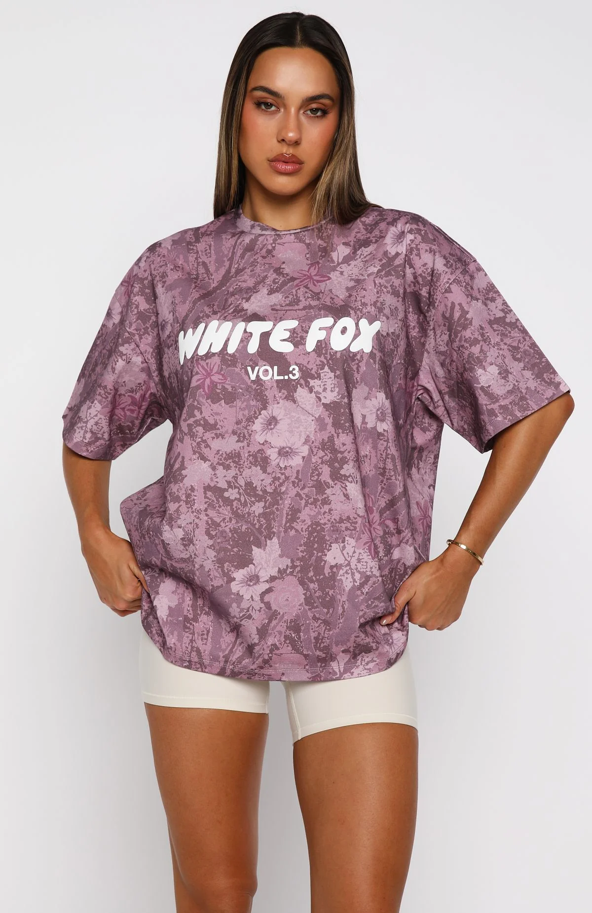 Offstage Printed Oversized Tee Berry Floral