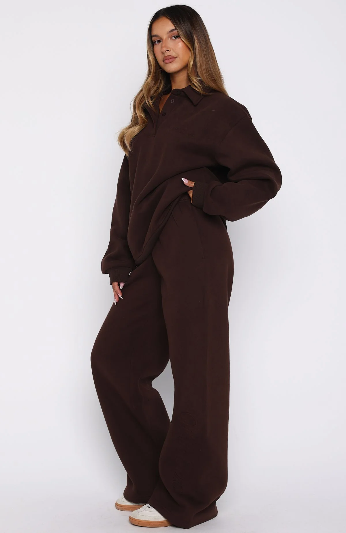 Chill Moves Wide Leg Sweatpants Chocolate