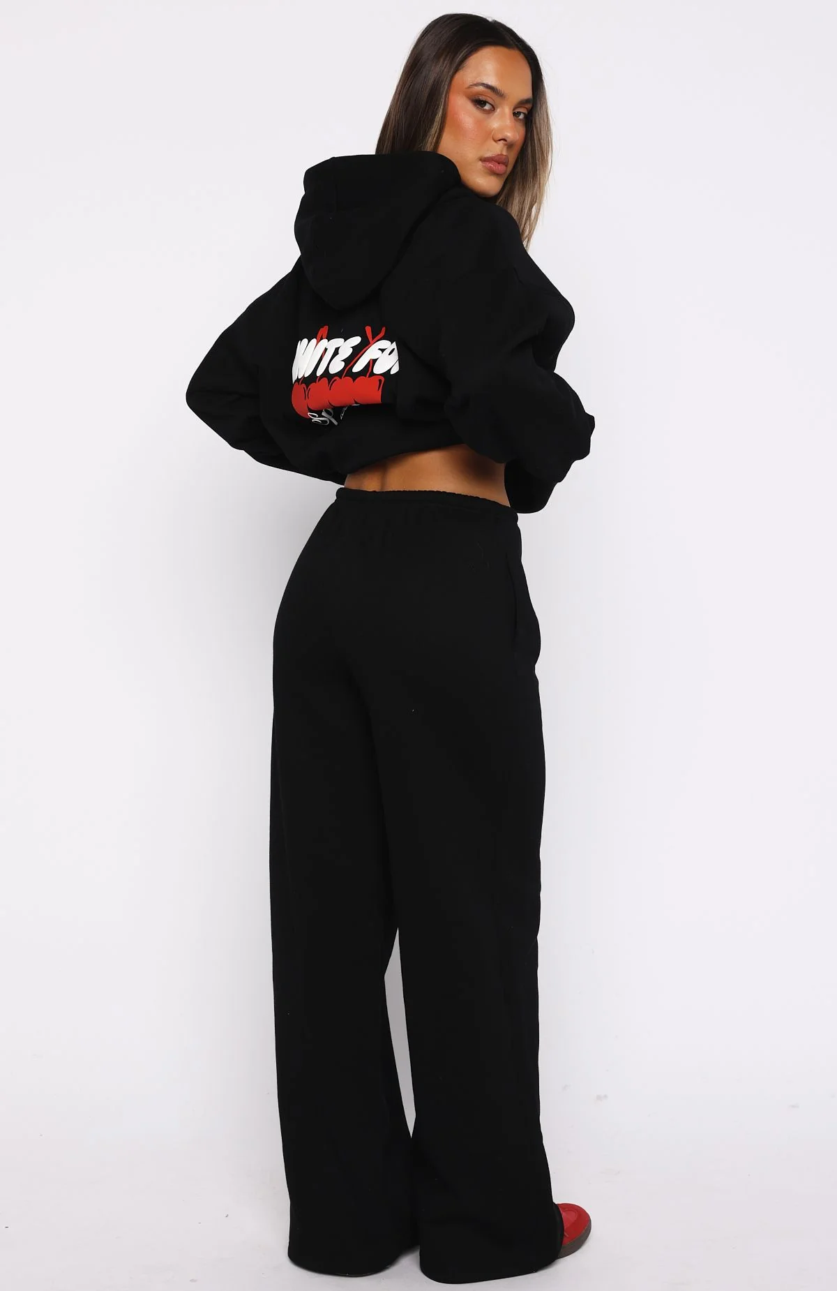 Club 14 Cassie Wide Leg Sweatpants Black