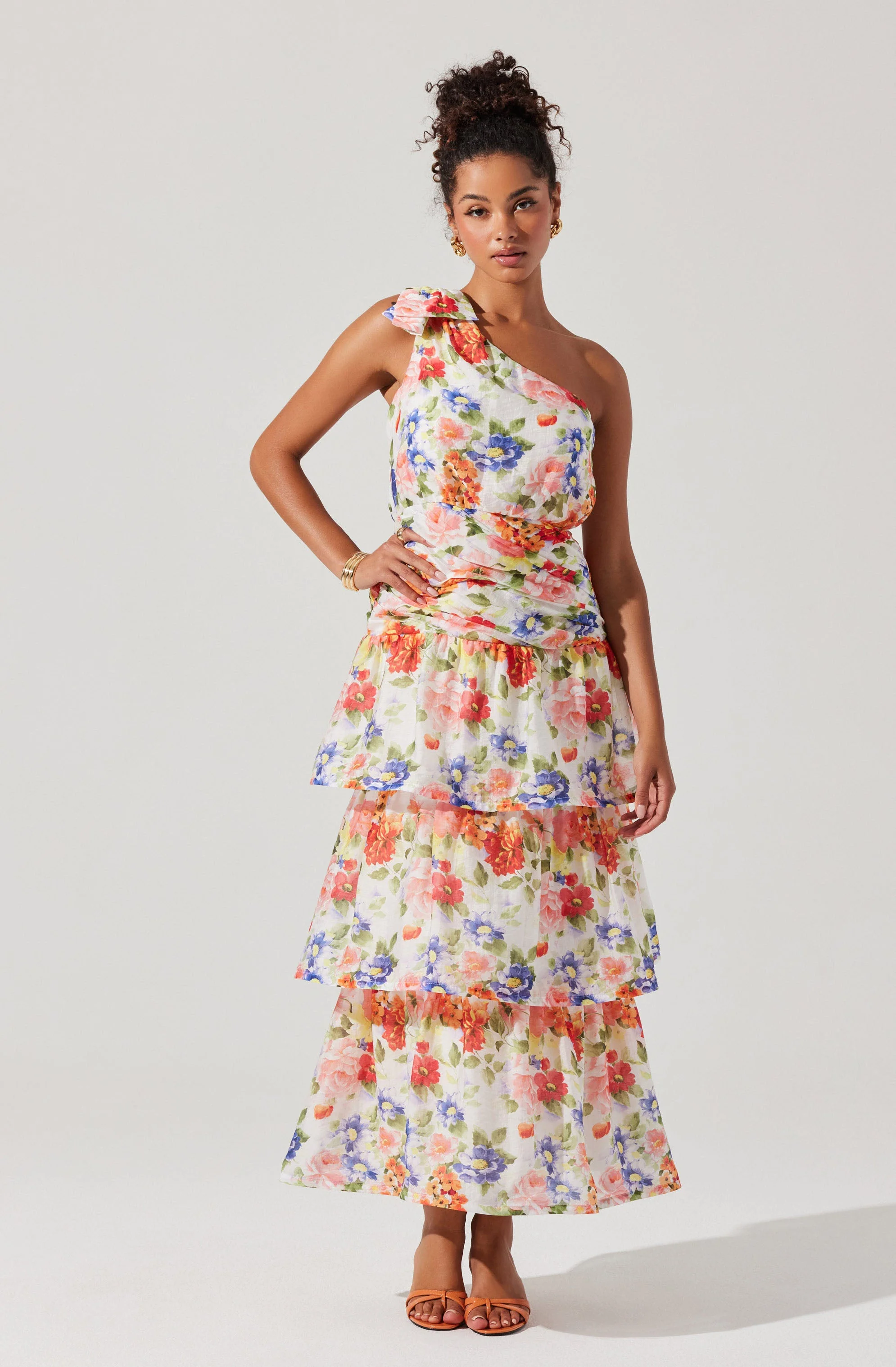 Natali One Shoulder Floral Maxi Dress