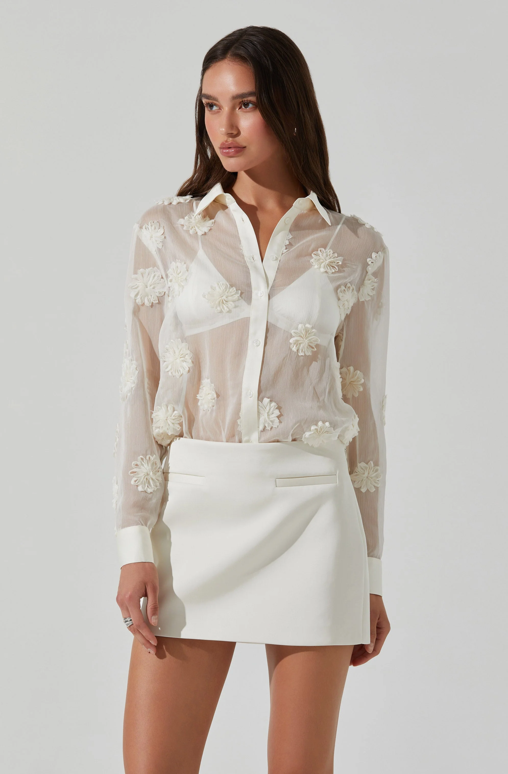 Ioannis Sheer 3D Floral Shirt