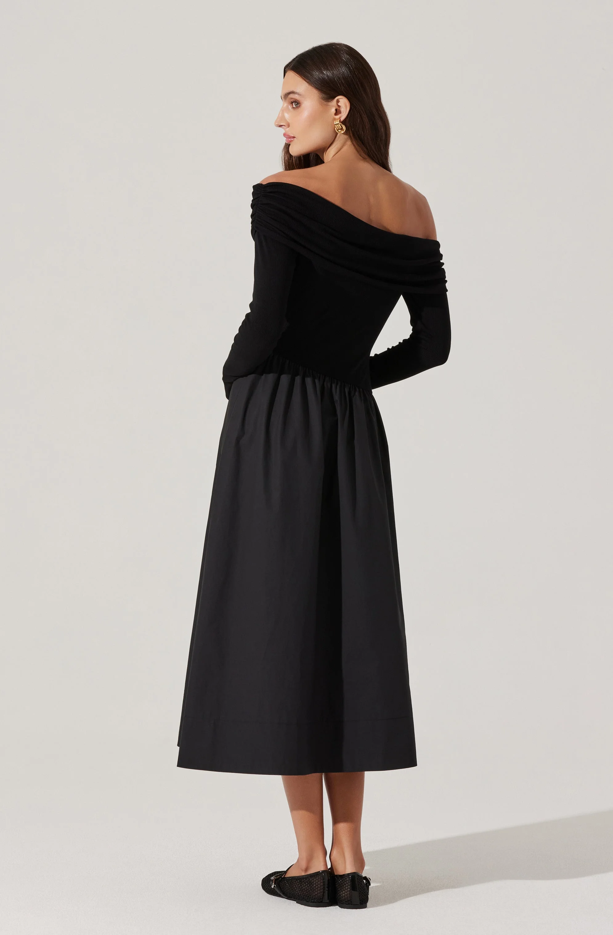 Mixed Media Off Shoulder Dress