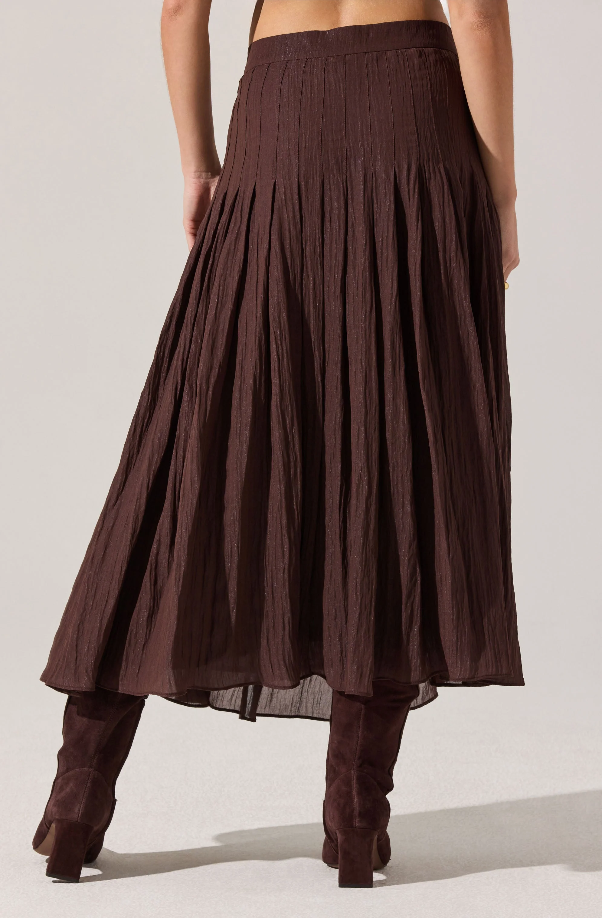 Daivini Pleated Crinkle Midi Skirt