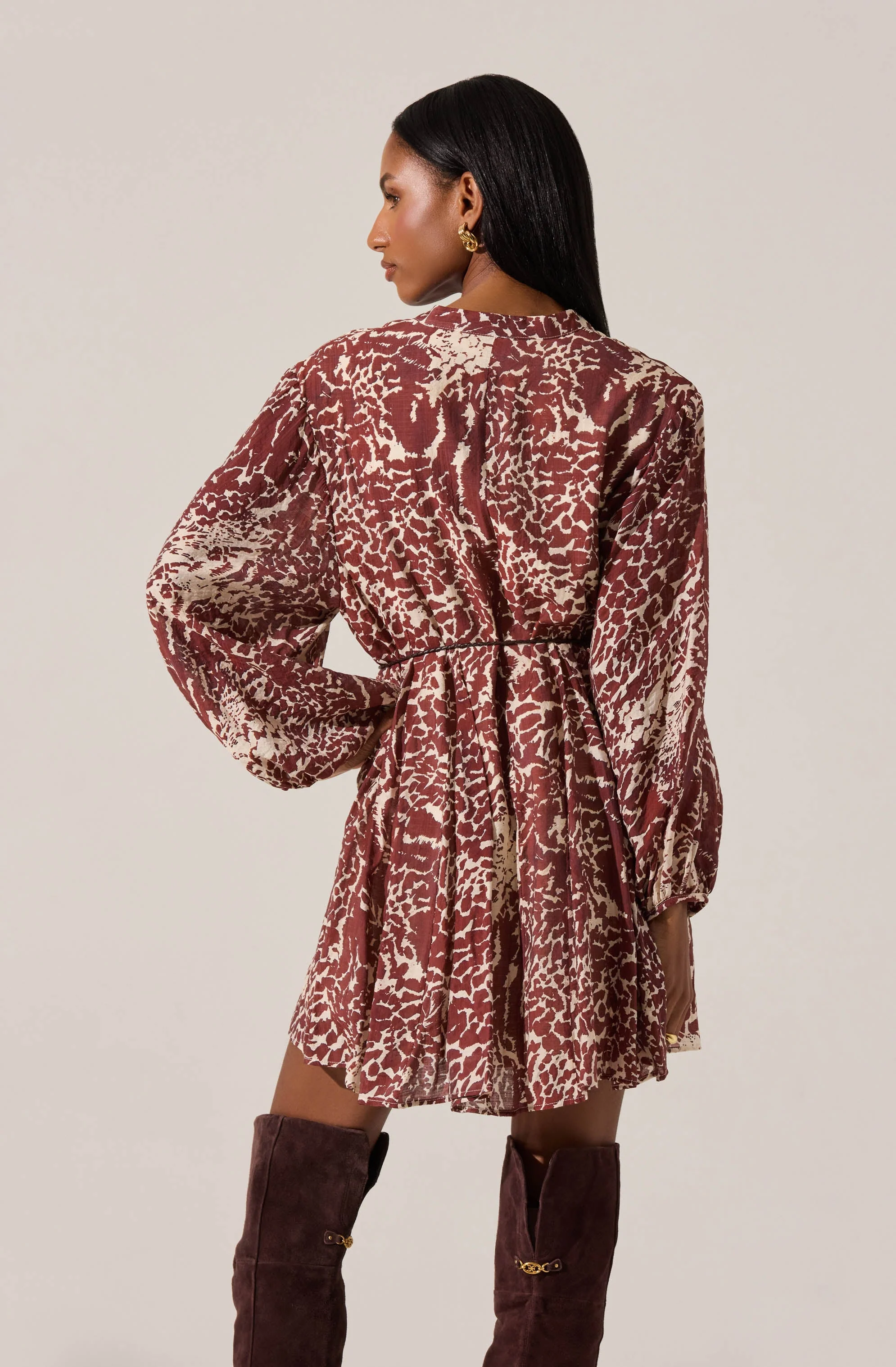 Marisela Belted V-Neck Mini Dress