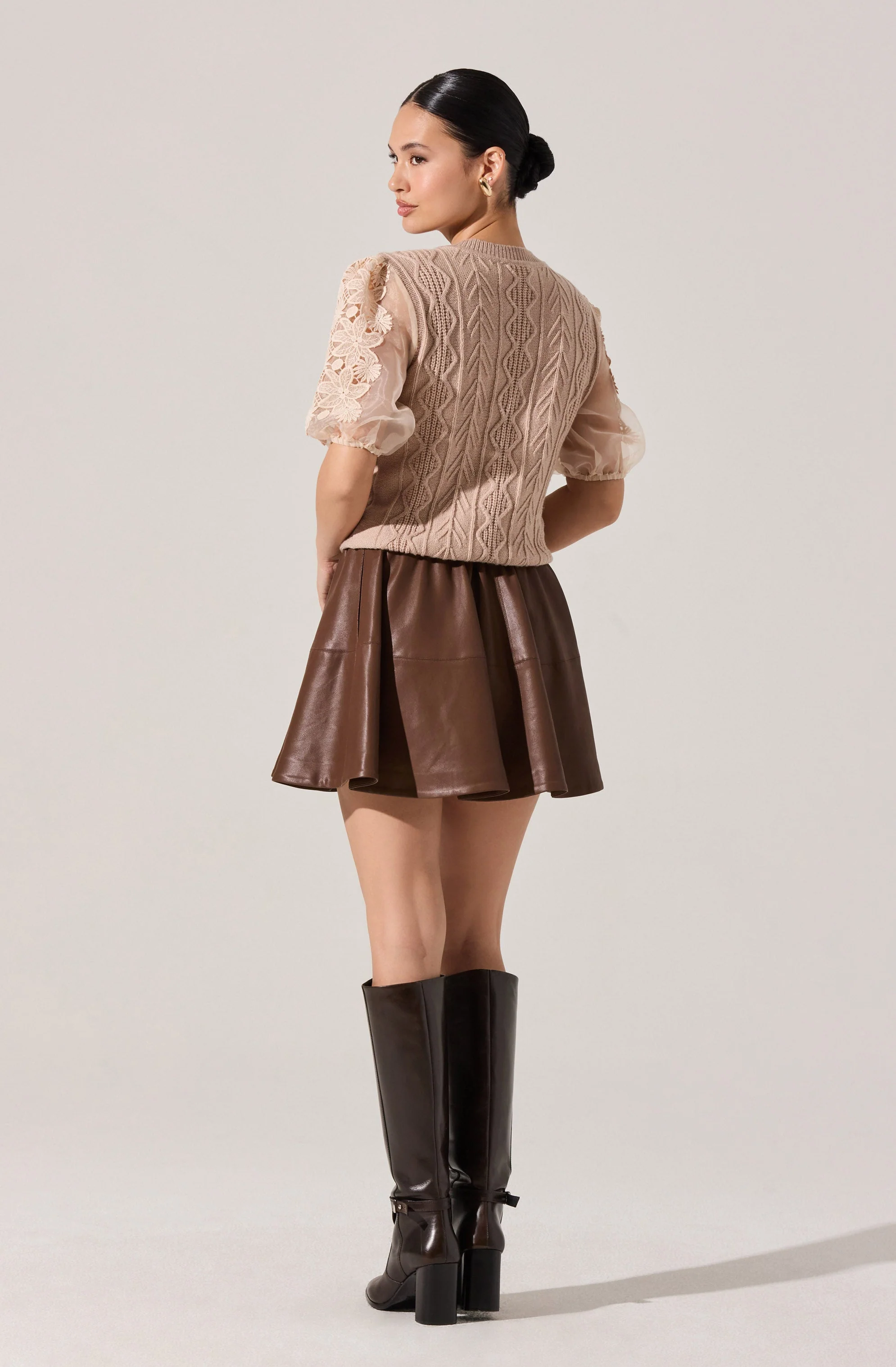 Elize Contrast Cable Knit Sweater